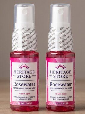 2 bottles of Heritage Store Rosewater Refreshing Facial Mist 1 oz = 2 oz total